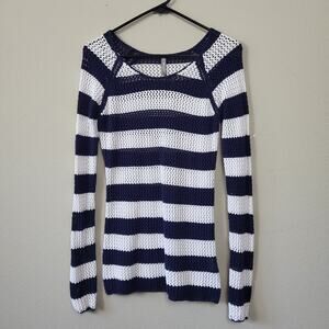 Hanna Andersson Womens Blue White Cotton‎ Striped Pullover Sweater Size XS